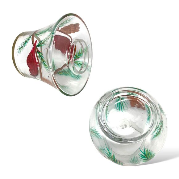 Cardinal Fairy Candle Lamp VTG 7" Tea Light Blown Glass Red Bird Hand Painted - Picture 9 of 10